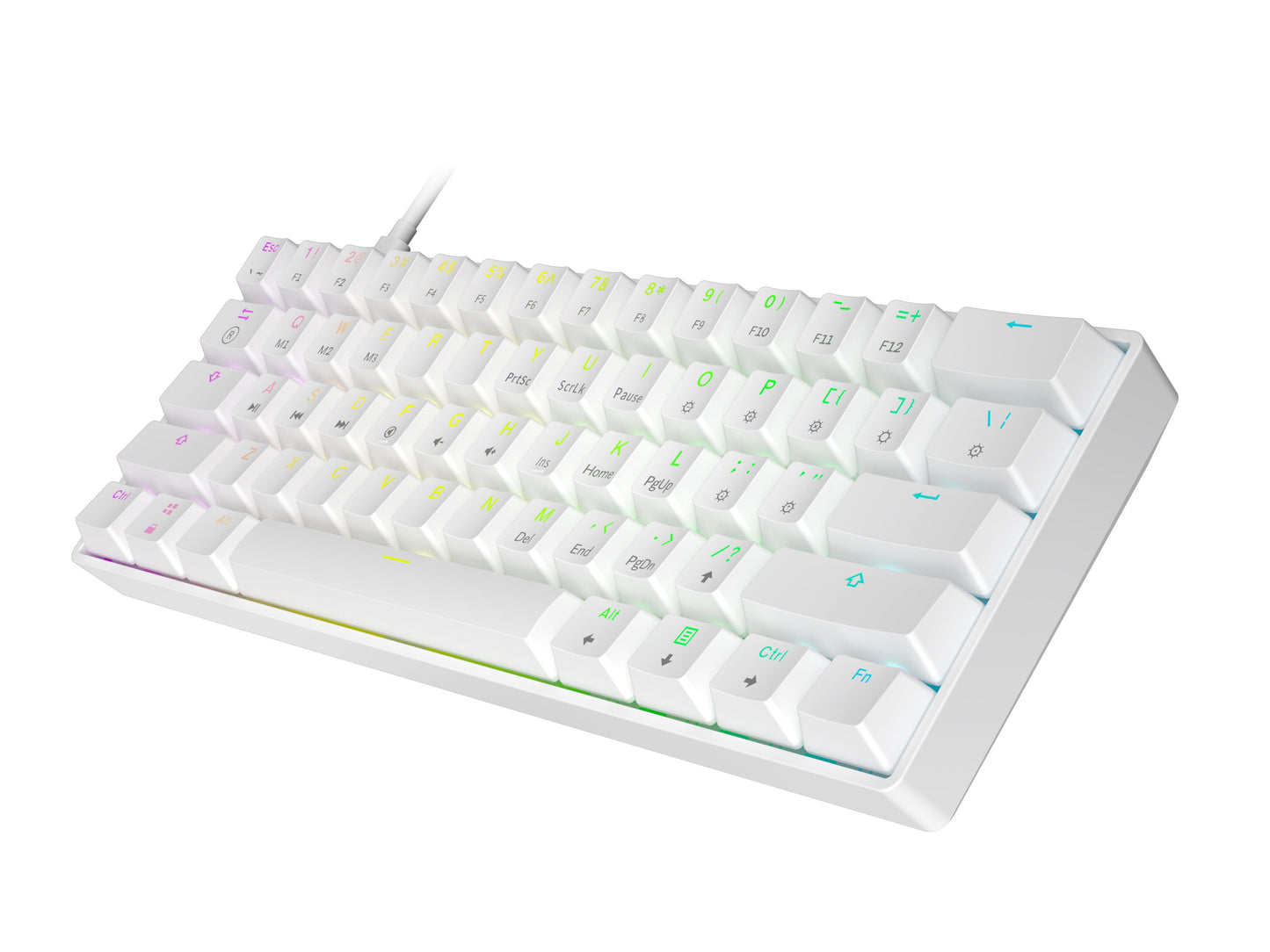 HK GAMING GK61 Mechanical Gaming Keyboard | 61 Keys RGB Backlit for Pc/Mac ( White, Gateron Optical Blue)