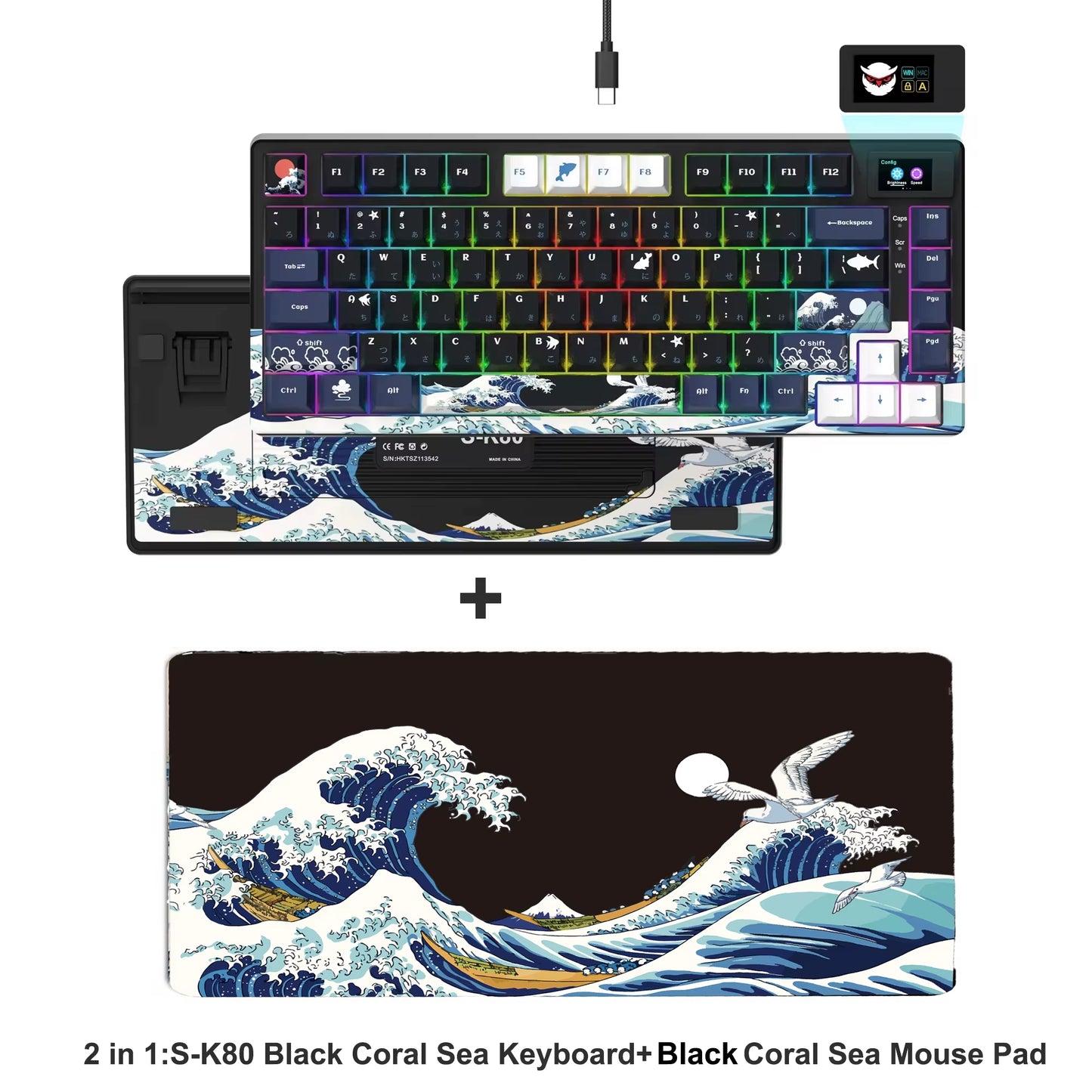 S-K80 75% Keyboard with Color OLED Display Mechanical Gaming Keyboard Hot Swap Keyboard Gasket Mount RGB Custom Keyboard